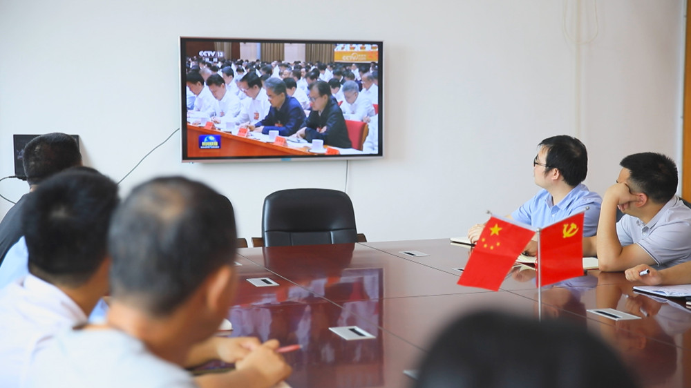 圖為桐城市生態環境分局干部職工正在通過網絡視頻系統學習全國生態環境保護大會精神1.jpg
