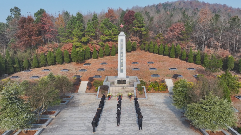圖為參加活動人員在晴嵐陵園肅立默哀.jpg